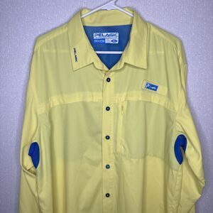 Pelagic Eclipse Guide Shirt Mens XL Yellow Vented Long Sleeve Fishing Performanc